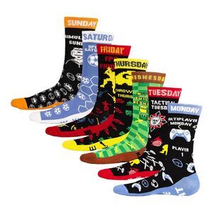 Floso Mens Video Game Items Socks (Pack of 7) / Multicolored